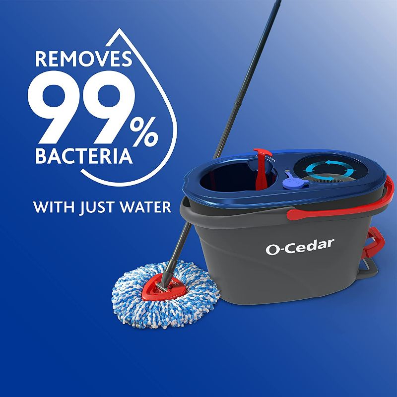 Photo 4 of (READ NOTES) O-Cedar EasyWring RinseClean Microfiber Spin Mop & Bucket Floor Cleaning System, Grey RinseClean Spin Mop & Bucket Cleaning System