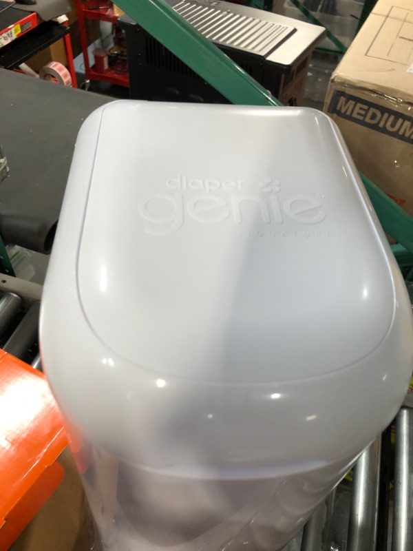 Photo 1 of Diaper Genie Signature Pail Includes 1 Easy Roll Refill with 18 Bags | Holds Up to 846 Newborn-Sized Diapers Per Refill New Signature Pail + Long-Lasting Refill