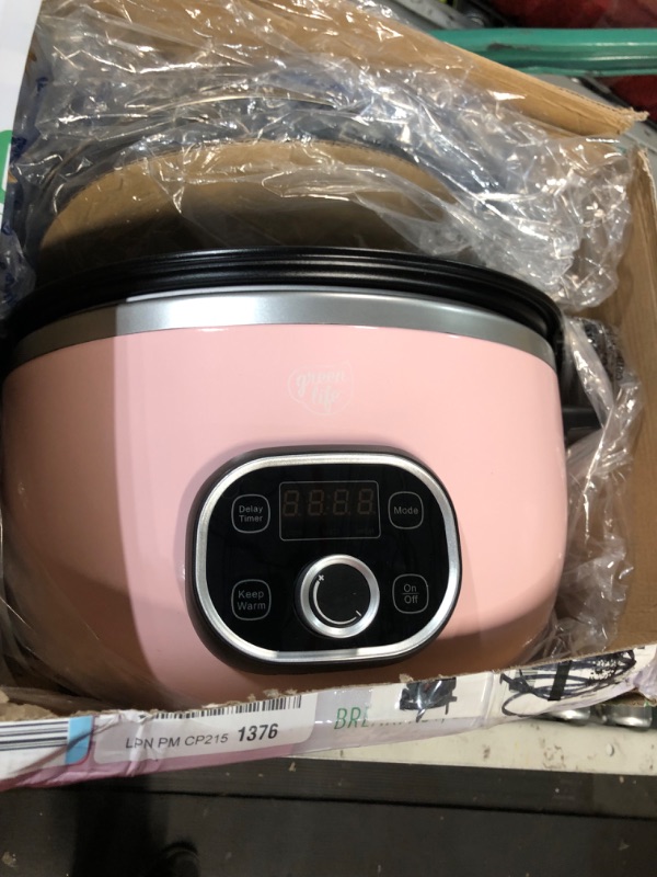 Photo 3 of GreenLife Cook Duo Healthy Ceramic Nonstick 6QT Slow Cooker, PFAS-Free, Digital Timer, Dishwasher Safe Parts, Soft Pink 6QT Slow Cooker PFAS-Free Soft Pink