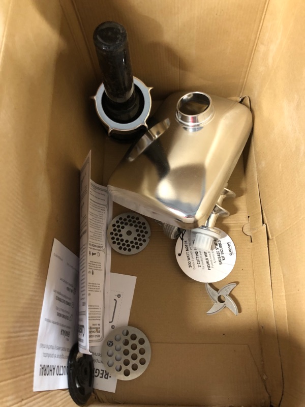 Photo 3 of ***POWERS ON - UNABLE TO TEST FURTHER - USED AND DIRTY - DENTS***
Cuisinart MG-100 Electric Meat Grinder, Stainless Steel/Black