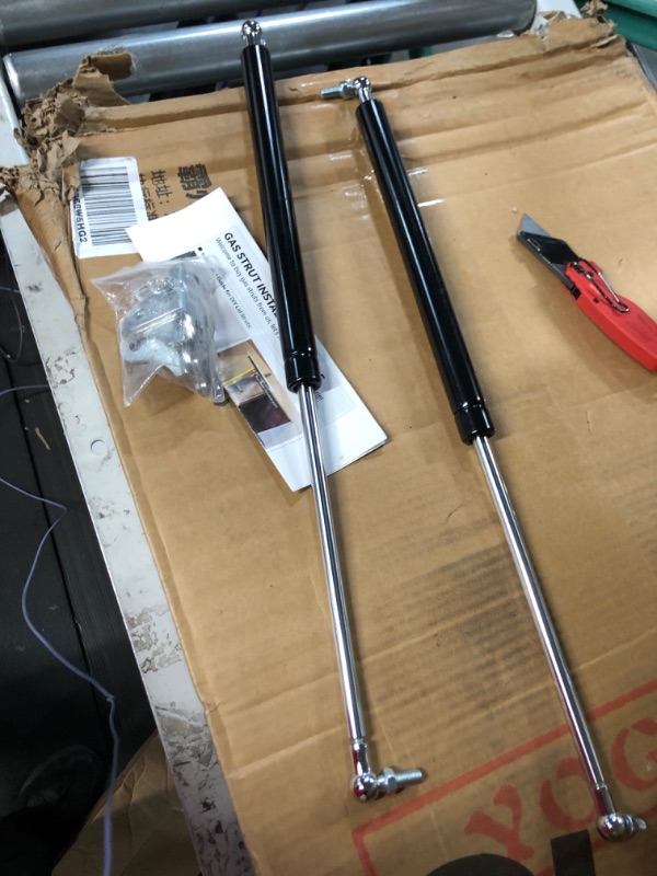 Photo 4 of 20 Inch 200Lb/889N Gas Struts Spring Shocks with L-Type Mount Brackets for Queen King RV Bed Murphy Bed Heavy-Duty Tool Box Cabinet Trap Door Floor Hatch Lid Truck Canopy Cover Trailer 2pcs by IAQWE 20" 200Lb