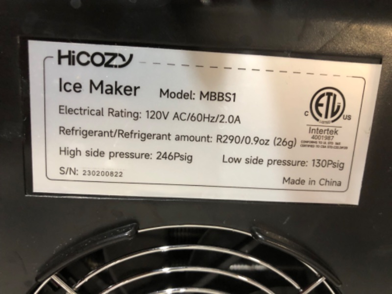 Photo 3 of ***NOT FUNCTIONAL - NONREFUNDABLE - FOR PARTS - SEE NOTES***
HiCOZY Countertop Nugget Ice Maker, Compact Sonic Ice Maker