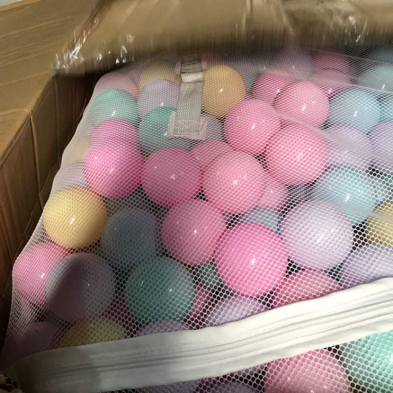 Photo 1 of Amazon Basics BPA Free Crush-Proof Plastic Ball Pit Balls with Storage Bag, Toddlers Kids 12+ 