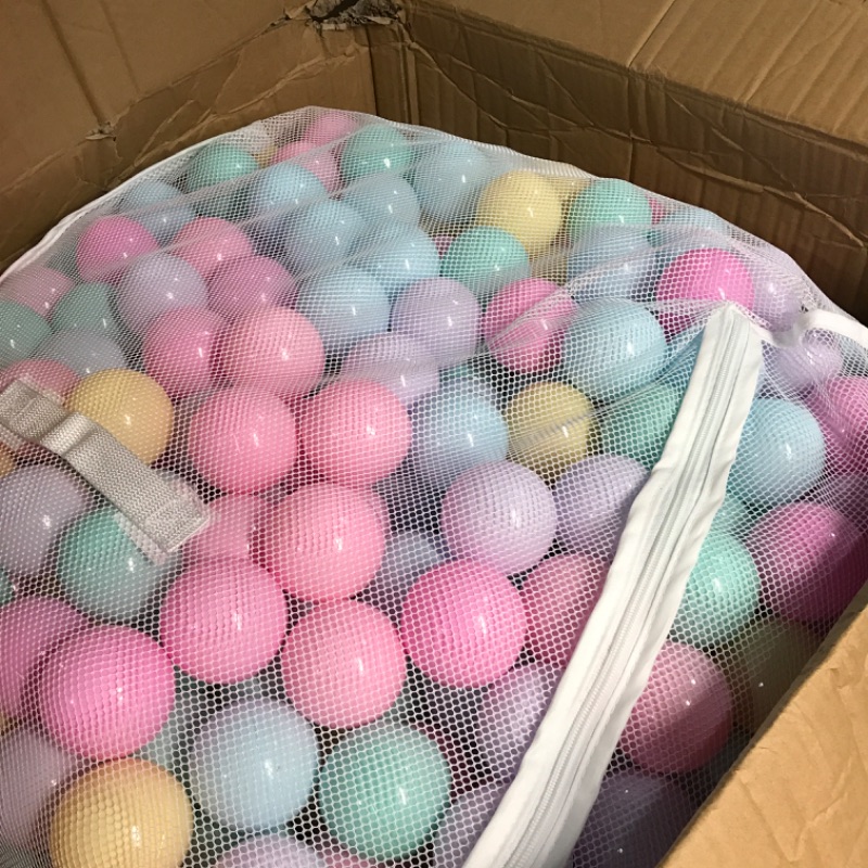 Photo 1 of Amazon Basics BPA Free Crush-Proof Plastic Ball Pit Balls with Storage Bag, Toddlers Kids 12+ 