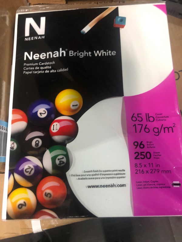 Photo 2 of Neenah Paper Bright White Cardstock, 8.5" x 11", 65 lb/176 gsm, Bright White, 96 Brightness, 1000 Sheets, 