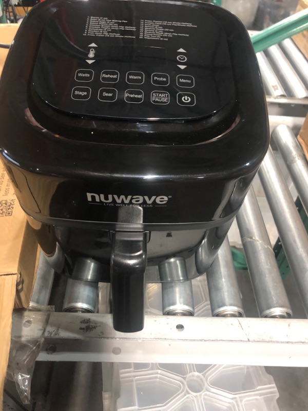 Photo 2 of **PARTS ONLY WILL NOT POWER UP O REFUND NUWAVE Brio 8-Qt Air Fryer, Powerful 1800W, Easy-to-Read Cool White Display, 50°-400°F Temp Controls, 100 Pre-Programmed 