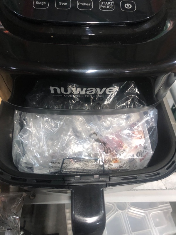 Photo 3 of **PARTS ONLY WILL NOT POWER UP O REFUND NUWAVE Brio 8-Qt Air Fryer, Powerful 1800W, Easy-to-Read Cool White Display, 50°-400°F Temp Controls, 100 Pre-Programmed 