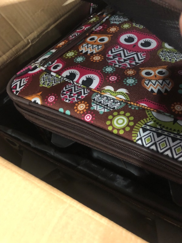 Photo 3 of Rockland Jungle Softside Upright Luggage Set, Expandable, Owl, 4-Piece (14/29/24/28)