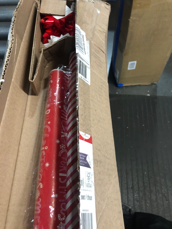 Photo 1 of American Greetings 120 sq. ft. Pink Christmas Wrapping Paper Set, Red and Pink (4 Rolls 30 in. x k