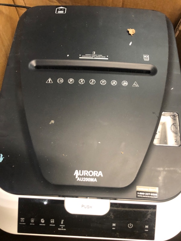 Photo 4 of PARTS ONLY NO REFUN Aurora Commercial Grade 200-Sheet Auto Feed High Security Micro-Cut Paper Shredder/ 60 Minutes/ Security Level P-5 & SL16 Professional Grade Synthetic 