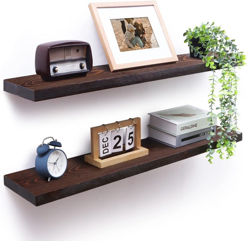 Photo 1 of *PARTS ONLY* *MINOR DAMAGE*  Axeman 36" Floating Shelves - Dark Walnut *SEE NOTES*