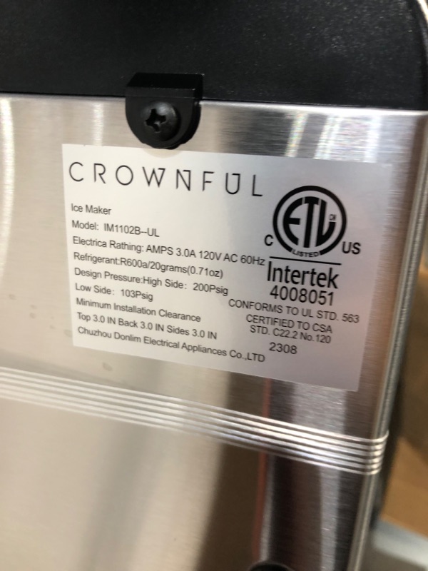 Photo 4 of ***NEW, UNABLE TO TEST** CROWNFUL Nugget Ice Maker Countertop,
