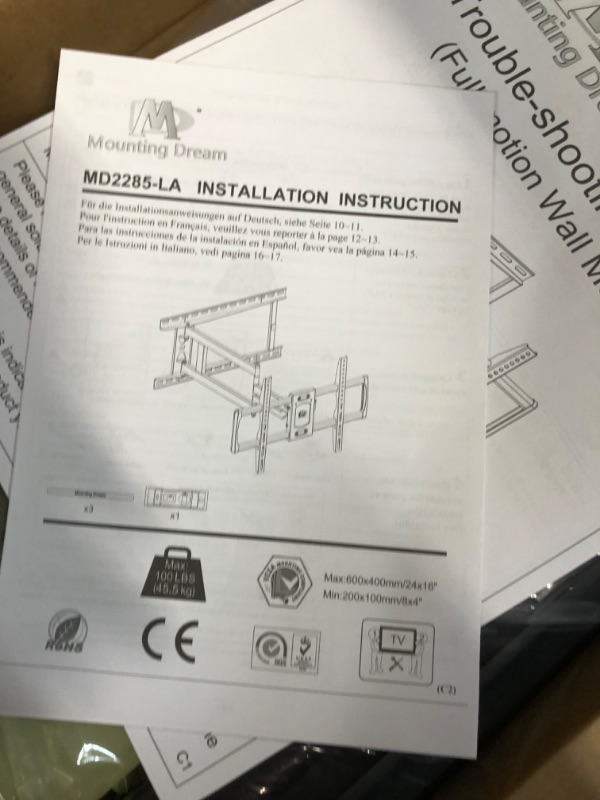 Photo 2 of Mounting Dream Long Arm TV Wall Mount for 37-75 Inch TV, Corner TV Wall Mount with 32” 