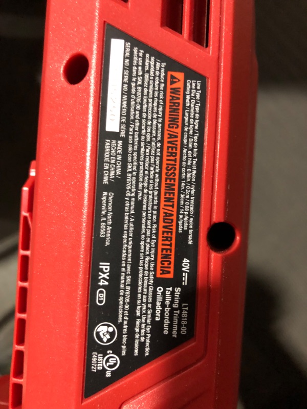 Photo 4 of ***BATTERY AND CHARGER MISSING - UNABLE TO TEST  - SEE NOTES***
SKIL PWR CORE 40 Brushless 40V 15'' String Trimmer Kit