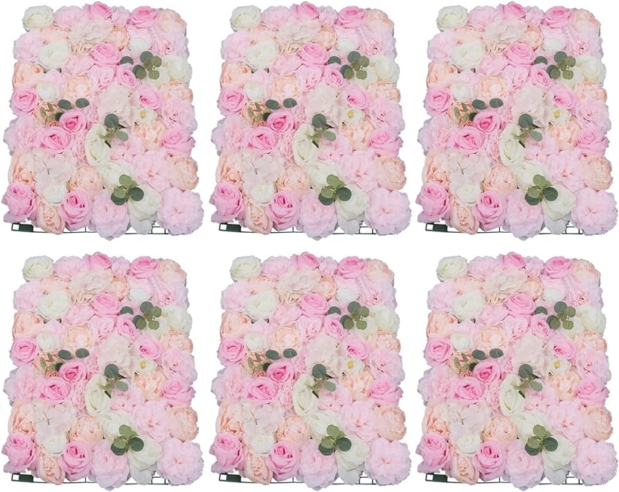 Photo 1 of  6 Pcs Flower Silk Hydrangea Rose Wall Decor 