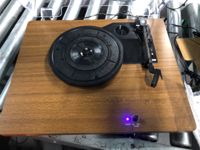 Photo 4 of **READ NOTES BELOW**Record Player for Vinyl with 30W External Stereo Speakers,Belt-Drive Turntable Bluetooth 3 Speed 3 Size Vintage Vinyl Player Support Vinyl-to-MP3 Recording,Wireless AUX Headphone Input Auto Stop Yellow