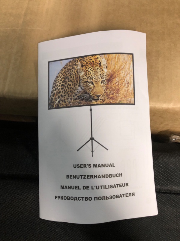 Photo 1 of Portable Projector Screen with Stand, Outdoor Movie Screen, 80 Inch 16:9 Light-Weight, Mobile and Compact, Easy Setup and Carrying, Projection Screen with 1.2 Gain Glass Fiber, Idea for Home Cinema