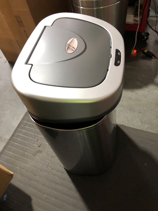 Photo 4 of *PARTS ONLY* *SEE NOTES* NINESTARS DZT-50-25 Motion Sensor Trash Can, Large, Silver