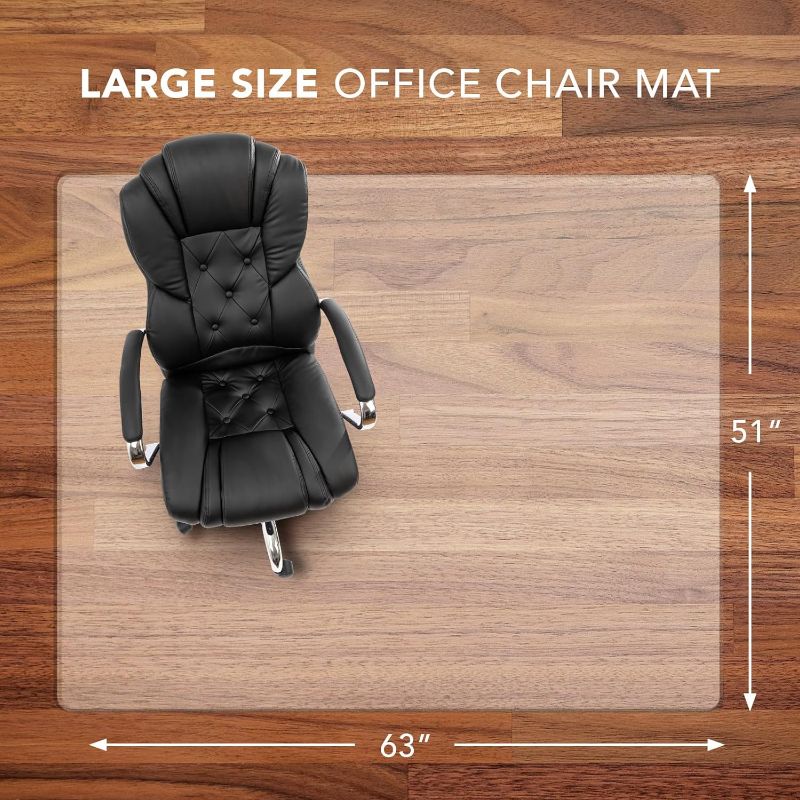Photo 1 of Office Chair Mat for Hardwood Floor: 63"x 51" Extra Large Chair Mats for Hard Wood and Tile Floor, Clear Floor Mat for Rolling Chair and Computer.