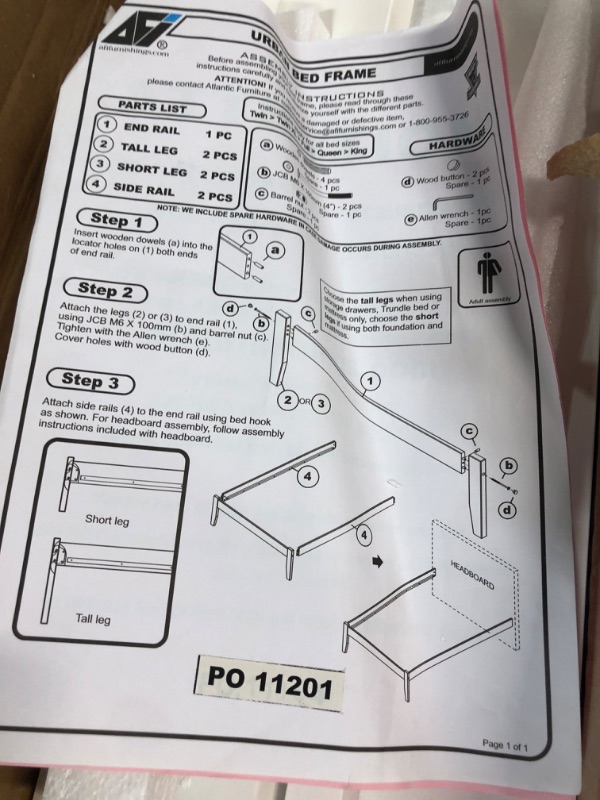 Photo 5 of ***NOT FUNCTIONAL - NONREFUNDABLE - FOR PARTS - SEE NOTES***
Atlantic Furniture AR8822112 Richmond Platform Bed with 2 Urban Bed Drawers, Twin, White