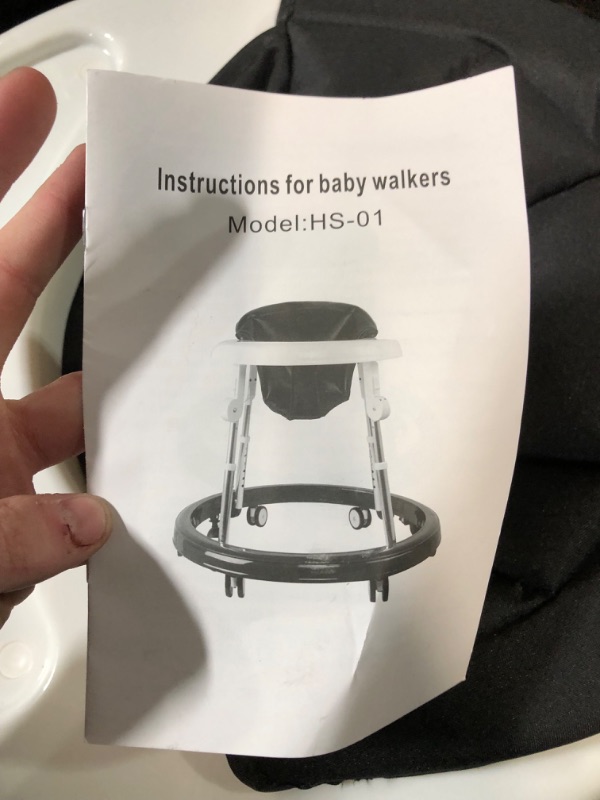 Photo 2 of Baby Walker with Wheels, Foldable Adjustable Height Toddler Walker, Baby Walkers and Activity Center with Foot Pads, Baby Walkers for Baby Boys and Baby Girls 6-18 Months 9 Heights Adjustable 1