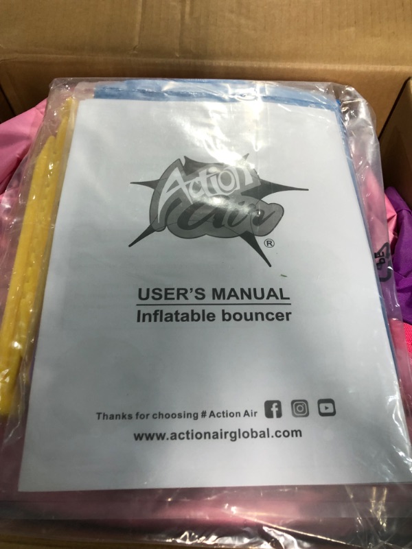 Photo 1 of Action Air Bounce House, Princess Inflatable Bounce House with Blower, Pink Bouncy House for Girls, Flying Unicorn Theme Bouncy Castle, Durable Sewn and Extra Thick, Love for Kids