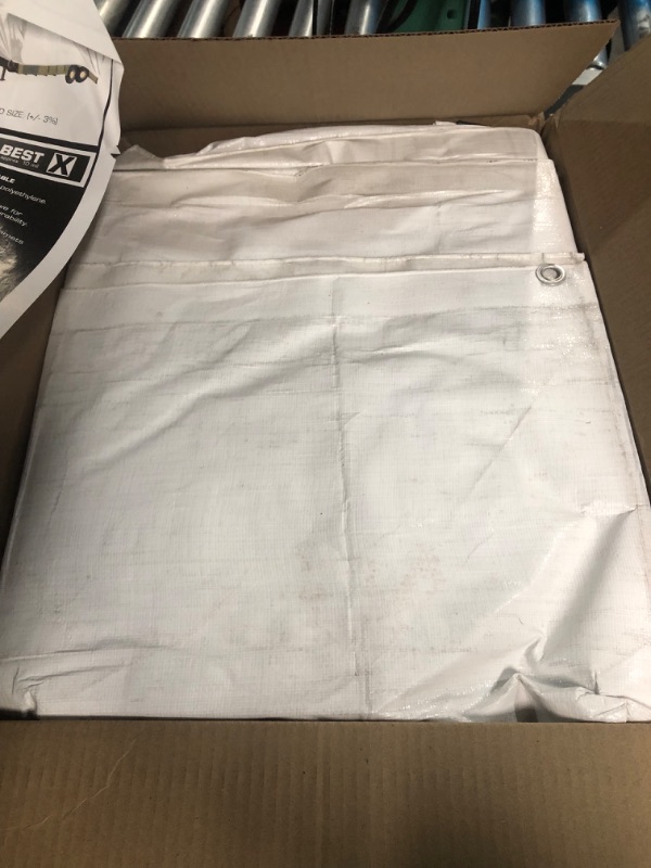 Photo 3 of **USED*** Dry Top 312201 31220 12X20 HD WHT Poly TARP(14X14 Weave), Feet, White White 12x20 Feet Heavy Duty Tarp