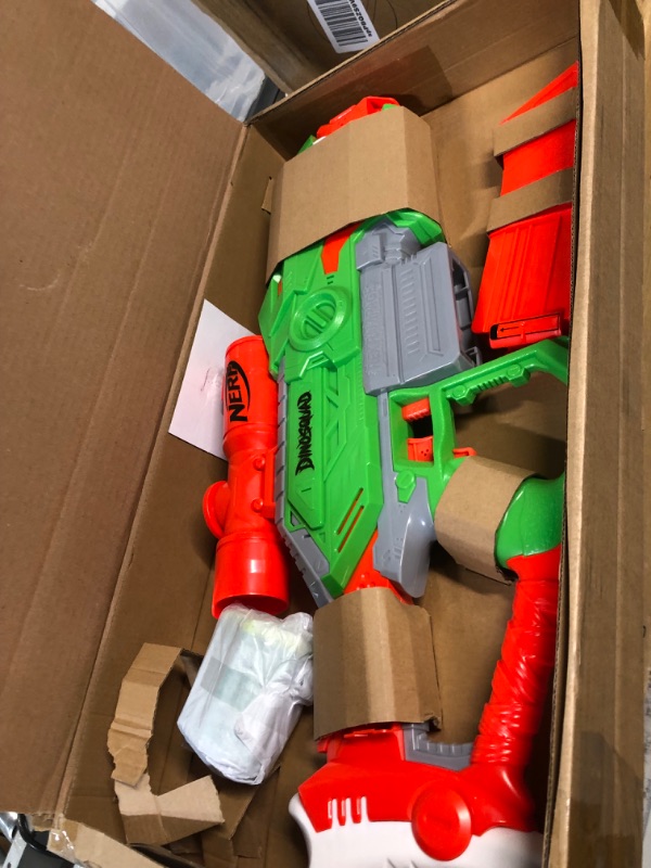 Photo 3 of NERF DinoSquad Rex-Rampage Motorized Dart Blaster, 10-Dart Clip, 20 Official Darts, 10-Dart Storage- T-Rex Dinosaur Design Frustration-Free Packaging