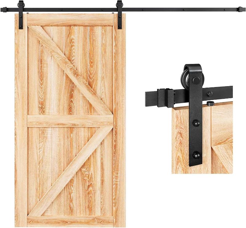 Photo 1 of **DOOR NOT INCLUDED**
EaseLife 8 FT Heavy Duty Sliding Barn Door Hardware Track Kit