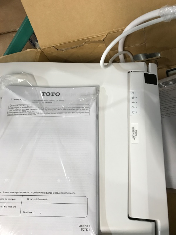 Photo 2 of **NONREFUNDABLE**FOR PARTS OR REPAIR**SEE NOTES**
TOTO SW3084#01 WASHLET C5 Electronic Bidet Toilet Seat with PREMIST and EWATER+ Wand Cleaning, Elongated, Cotton White C5 Elongated Cotton White Toilet Seat