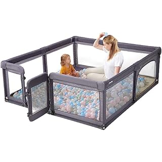 Photo 1 of 79" ×71" Extra Large Baby Playpen, Big Play Pens for Babies and Toddlers, Gap-Free, Climb-Proof Baby Playards for Indoor Fun, Baby Gate Playpen with Zippered Door and Storage Bag