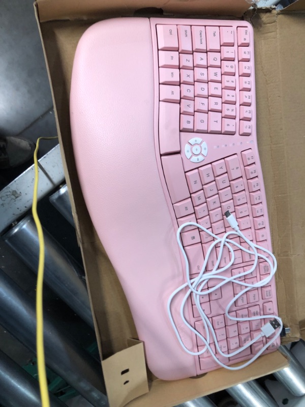 Photo 2 of MEETION Ergonomic Keyboard, Split Wireless Keyboard with Cushioned Wrist, Palm Rest, Curved