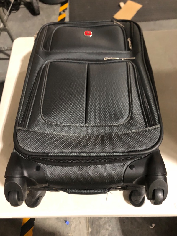 Photo 2 of *DAMAGE* *SEE CLERK NOTES* SwissGear Softside Expandable Luggage, Dark Grey 21-Inch