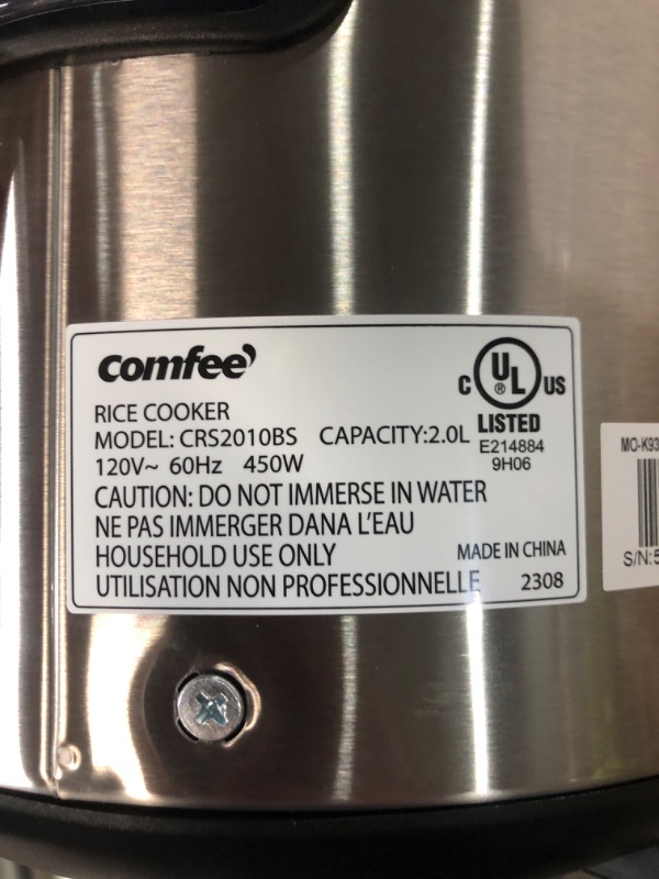 Photo 5 of COMFEE' Rice Cooker, 6-in-1 Stainless Steel Multi Cooker, Slow Cooker, Steamer, Saute, and Warmer, 2 QT, 8 Cups Cooked(4 Cups Uncooked), Brown Rice, Quinoa and Oatmeal, 6 One-Touch Programs 8-cup cooked/4-cup uncooked