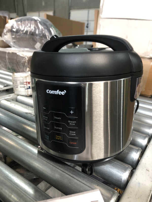 Photo 2 of COMFEE' Rice Cooker, 6-in-1 Stainless Steel Multi Cooker, Slow Cooker, Steamer, Saute, and Warmer, 2 QT, 8 Cups Cooked(4 Cups Uncooked), Brown Rice, Quinoa and Oatmeal, 6 One-Touch Programs 8-cup cooked/4-cup uncooked