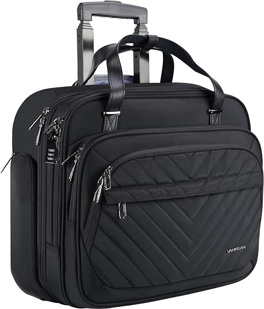 Photo 1 of (STOCK PHOTO FOR REFERENCE ONLY) VANKEAN Rolling Laptop Bag for Women Men, Rolling Briefcase Fits Up to 15.6 Inch Laptop, Water-Proof Overnight Rolling Computer Bags with RFID Pockets for Travel Business College, Black