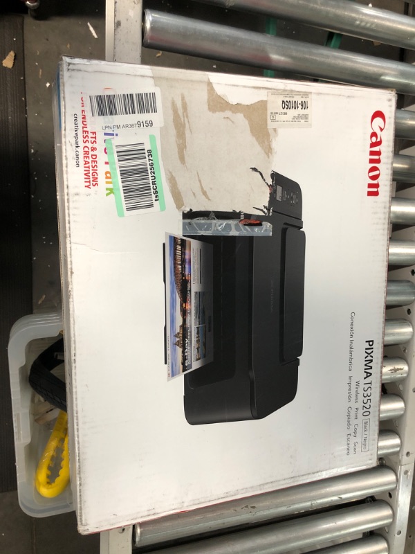 Photo 2 of **DAMAGED, FOR PARTS ONLY** Canon PIXMA TS3520 Compact Wireless All-in-One Printer, Black