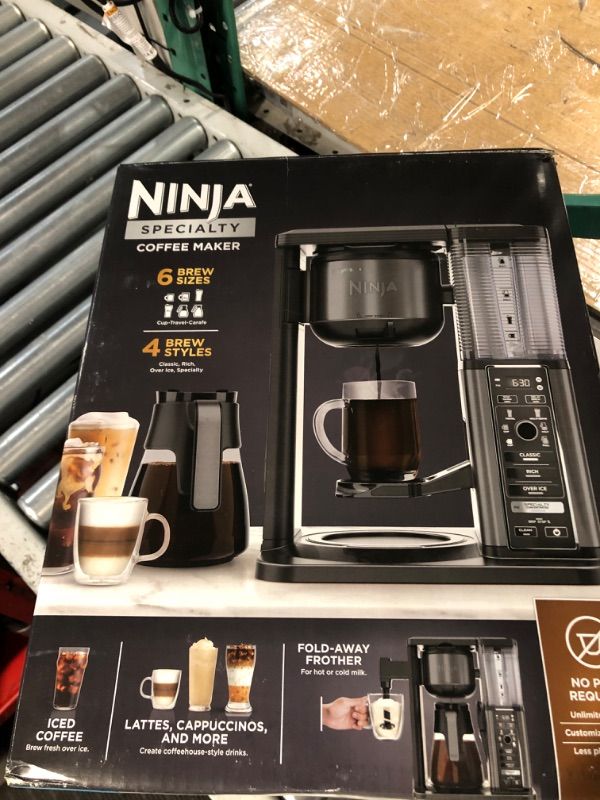 Photo 2 of Ninja Specialty Coffee Maker CM400, Removable Water Reservoir, Glass Carafe, Single-Cup Brewing Fold Away Cup Platform