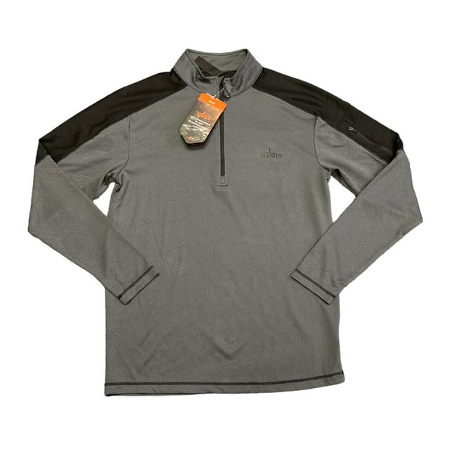 Photo 1 of Habit Men's Long Sleeve Buckingham's Bluff Performance Layer 1/4 Zip Pullover (Dark Shadow/Black, M)
