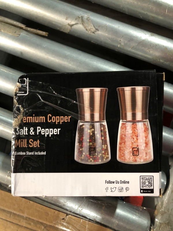 Photo 2 of Premium Salt and Pepper Grinder Set - Best Copper Stainless Steel