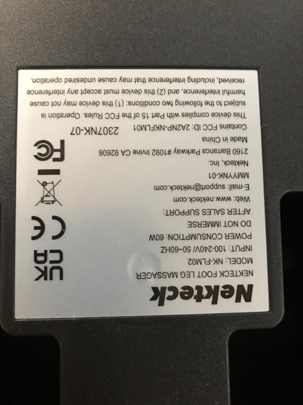 Photo 4 of **USED BUT APPEARS NEW**  Nekteck Foot Massager with Heat, Shiatsu Foot and Calf Massager with Heat, Remote Control, Deep Kneading, Vibration, Compression Leg Massager for Home and Office Use (Black with App Control)