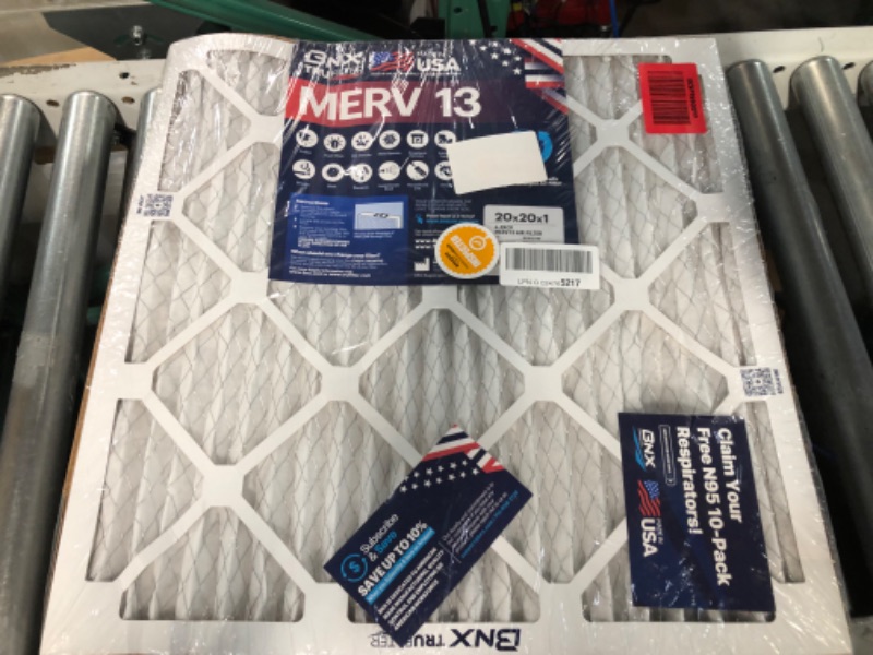 Photo 2 of **BENT, SEE PHOTOS** BNX 20x20x1 MERV 13 Air Filter 4 Pack - MADE IN USA - Electrostatic Pleated Air Conditioner HVAC AC Furnace Filters - Removes Pollen, Mold, Bacteria, Smoke 20x20x1 4-Pack