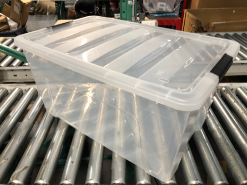 Photo 1 of **CHIPPED LID, SEE PHOTOS** IRIS USA 72qt Plastic Storage Bin with Lid and Secure Latching Buckles, Pearl