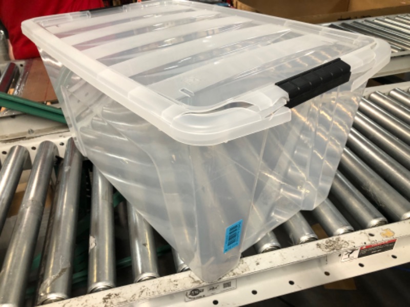 Photo 1 of **CHIPPED LID, SEE PHOTOS** IRIS USA 72qt Plastic Storage Bin with Lid and Secure Latching Buckles, Pearl