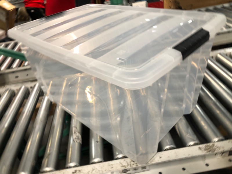 Photo 1 of **CHIPPED LID, SEE PHOTOS** IRIS USA 72qt Plastic Storage Bin with Lid and Secure Latching Buckles, Pearl