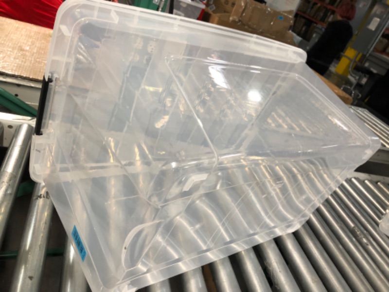 Photo 1 of **CHIPPED LID, SEE PHOTOS** IRIS USA 72qt Plastic Storage Bin with Lid and Secure Latching Buckles, Pearl