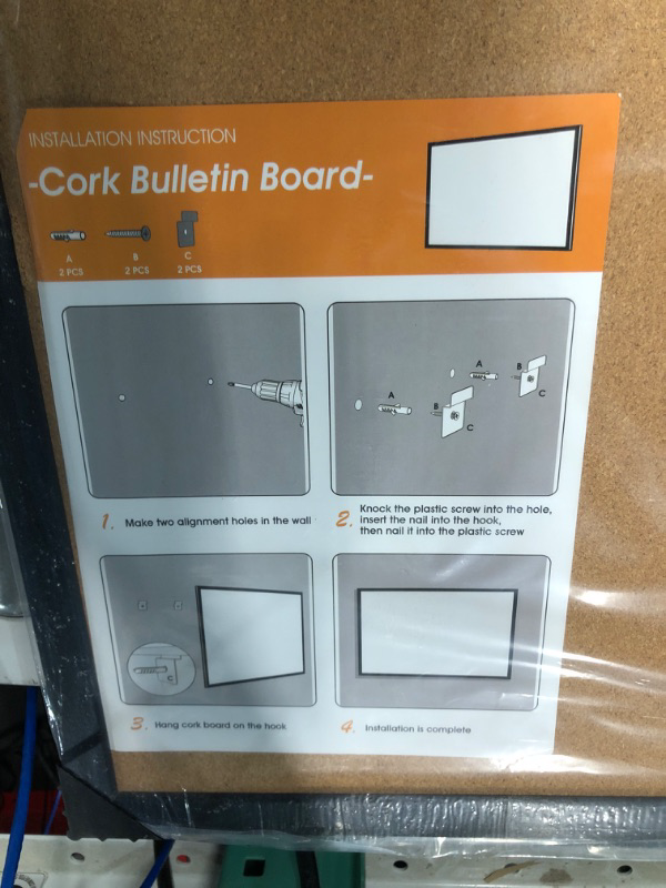 Photo 3 of Board2by Cork Board Bulletin Board 36 x 48, Black Wood Framed 4x3 Corkboard, Office Board for Wall Cork, Large Wall Mounted Notice Pin Board with 18 Push Pins for School, Home & Office 36"×48"