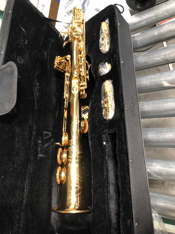 Photo 2 of EastRock Bb Soprano Saxophone Straight Gold Laquer Sax 