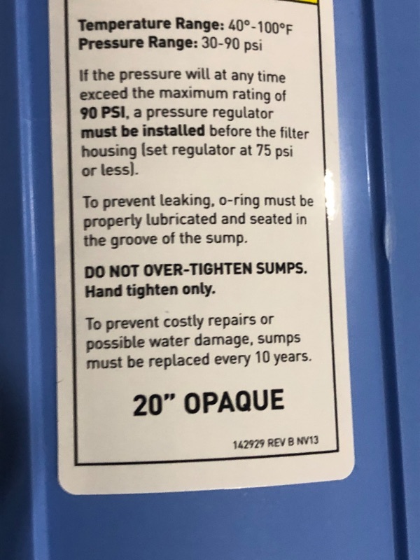 Photo 4 of Pentair Pentek 150070 Traditional Standard Filter Housing, 3/4" NPT #20 Opaque Water Filter Housing with Mounting Bracket Cap, 20-Inch, Black/Blue