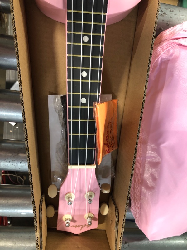 Photo 3 of ADM Soprano Ukulele for Beginners 21 Inch Hawaiian Wood Ukelele Kit for Kids Adult Student Starter Professional Ukalelee Pack Bundle with Free Lessons Gig Bag Strap Nylon String Tuner Pick, Pink